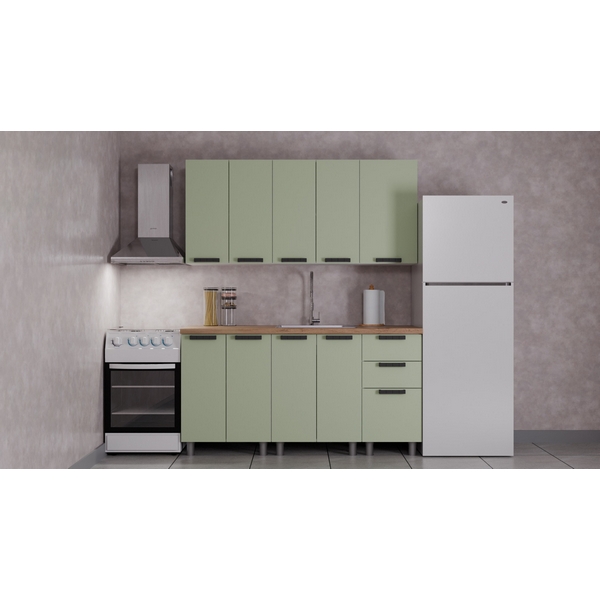 Изображение товара Комплект мебели для кухни Аленушка 1,6м Лаванда Фисташка с черной скобой