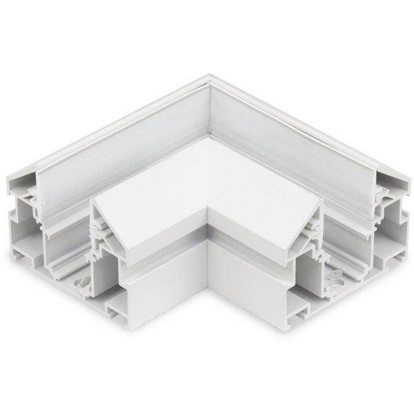 Изображение товара Угловой соединитель горизонтальный для шинопровода с закладным профилем белый для натяжного потолка ПВХ 48V AM Group MAGNET AM538 WH