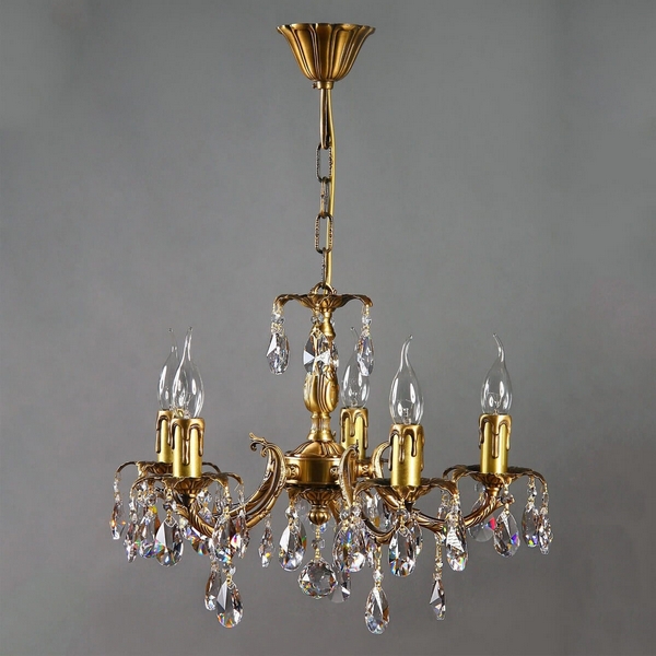 

Подвесная люстра хрустальная Ambiente Benisa 2226/5 AB New Leaf, Бронза, Benisa 2226/5 AB New Leaf