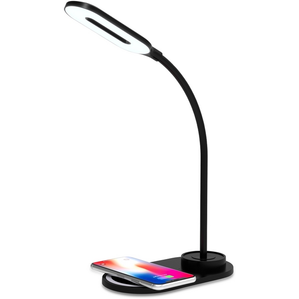 

Офисная настольная лампа светодиодная с регулировкой цветовой температуры USB-портом и беспроводным ЗУ Ambrella De DE589, Черный, De DE589