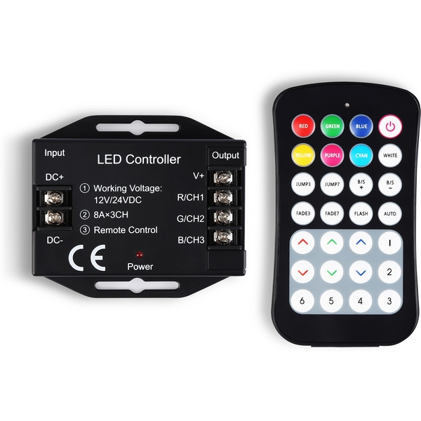 

Контроллер Ambrella Illumination GS11351 для светодиодных лент RGB с радио пультом 2.4G 24A 12V 288W/ 24V 576W, illumination GS11351