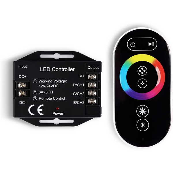 

Контроллер Ambrella Illumination GS11401 для светодиодных лент RGB с сенсорным радио пультом 2.4G 24A 12V 288W/ 24V 576W, illumination GS11401