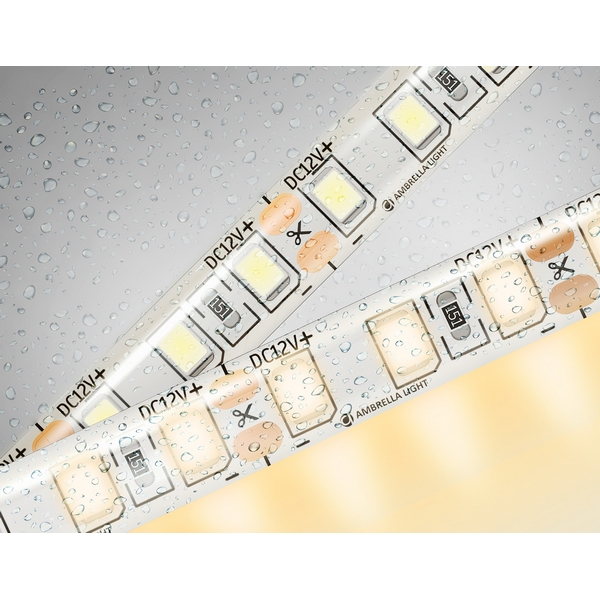 

Светодиодная лента влагозащищенная Ambrella Illumination GS1201 2835 120Led 9.6W/m 12V IP65 3000K 5m, illumination GS1201