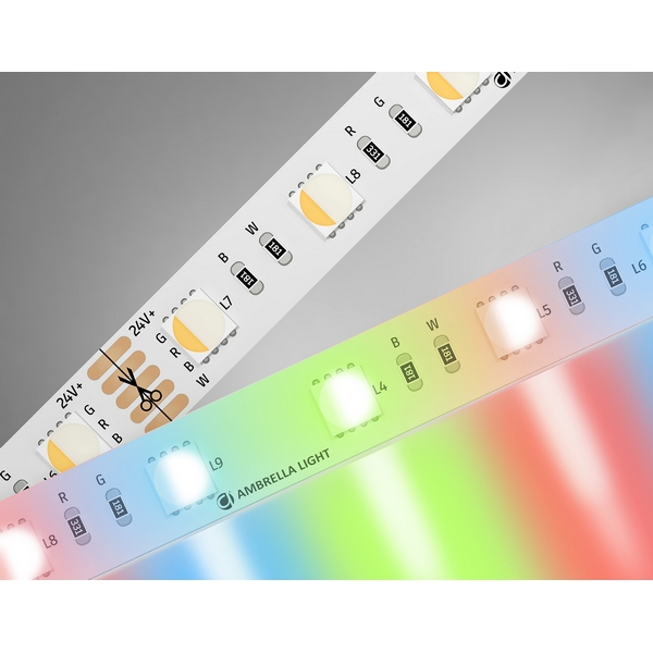 

Светодиодная лента RGB с теплым белым светом Ambrella Illumination GS4401 5050 60Led 10W/m 24V IP20 RGBW+3000K 5m, illumination GS4401