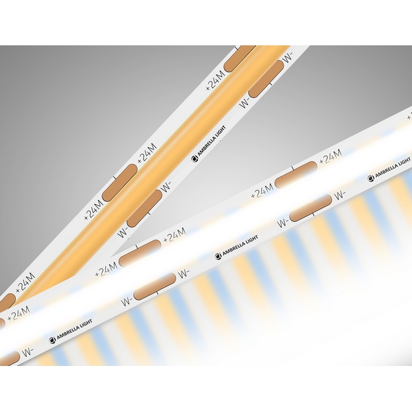 

Светодиодная лента COB 608Led/ 12W m/ 24V IP20 CCT 3000-6500K/ 5m*8mm*2.2mm (3 конт.) Ambrella Illumination GS4901, illumination GS4901