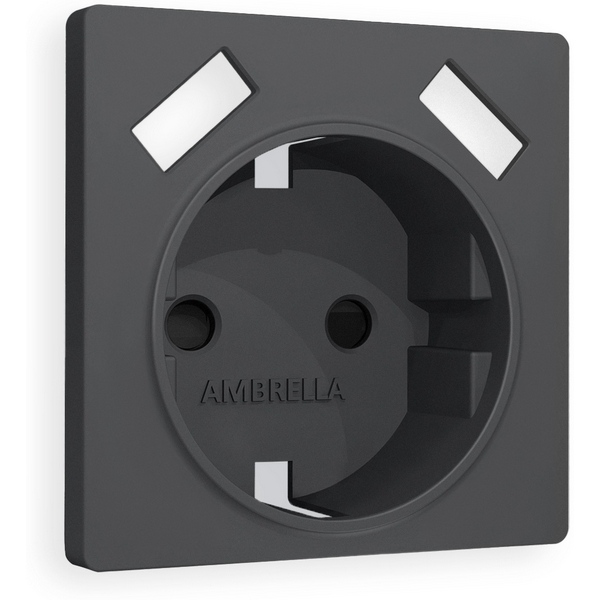 

Лицевая панель Ambrella Volt ALFA (Графит Мягкое касание) для электрической розетки с заземлением со шторками 2USB A+A QUANT AP9090, Графитовый, Quant AP9090