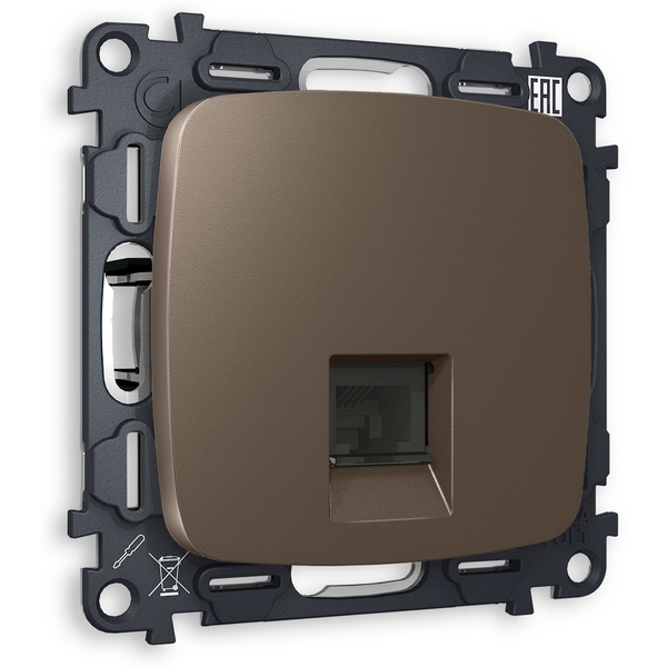 

Комплект механизма Ambrella Volt компьютерной розетки OMEGA MO642010 Темная бронза матовый RJ-45(8P8C) CAT6 с защитной шторкой QUANT, Quant MO642010