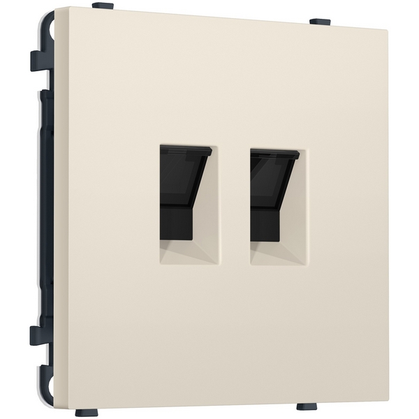 Изображение товара Комплект механизма розетки Ethernet RJ-45 двойной с защитной шторкой (Бежевый матовый) Ambrella Volt QUANT PRO MS332110