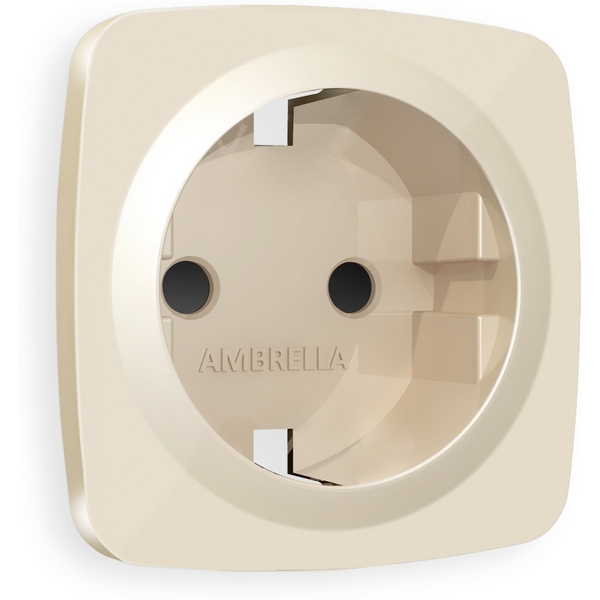 

Лицевая панель Ambrella Volt OMEGA (Бежевый глянец) для электрической розетки с заземлением со шторками QUANT OP3070, Quant OP3070