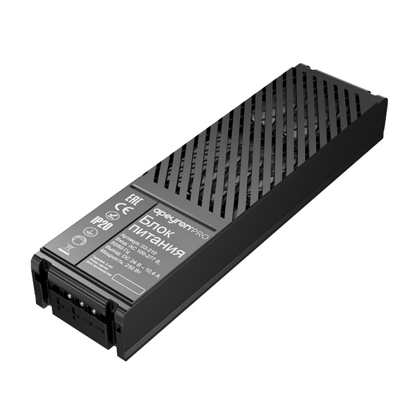 Изображение товара Блок питания 24В 250Вт 100-277В, 10,4А,IP20 PRO, черный Apeyron 03-210 Изображение товара Блок питания 24В 250Вт 100-277В, 10,4А,IP20 PRO, черный Apeyron 03-210