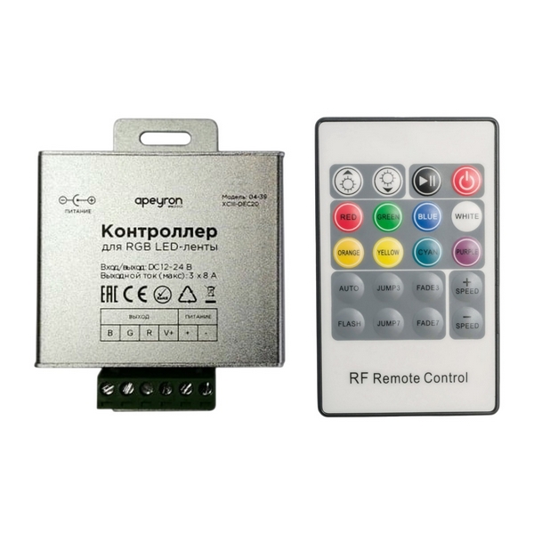 Изображение товара Контроллер RGB Apeyron 12/24В 288/576Вт with пульт, IP20 Изображение товара Контроллер RGB Apeyron 12/24В 288/576Вт with пульт, IP20