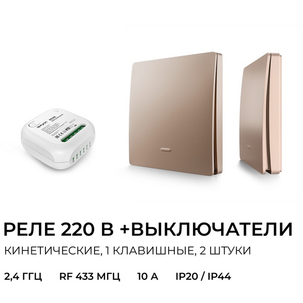 Изображение товара Wi-Fi реле с двумя одноклавишными выключателями Apeyron 04-84