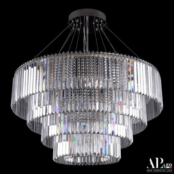 

Подвесная каскадная люстра хрустальная светодиодная APL LED Sicilia SH09.93.4D.A.Ni.4000, Прозрачный;никель, Sicilia SH09.93.4D.A.Ni.4000