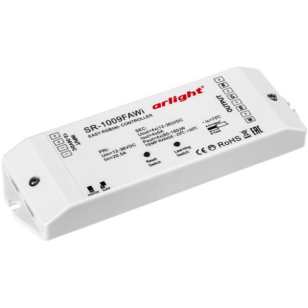 

Контроллер SR-1009FA WiFi (12-36V, 240-720W) (Arlight, IP20 Пластик, 3 года) 014530, Белый, 014530