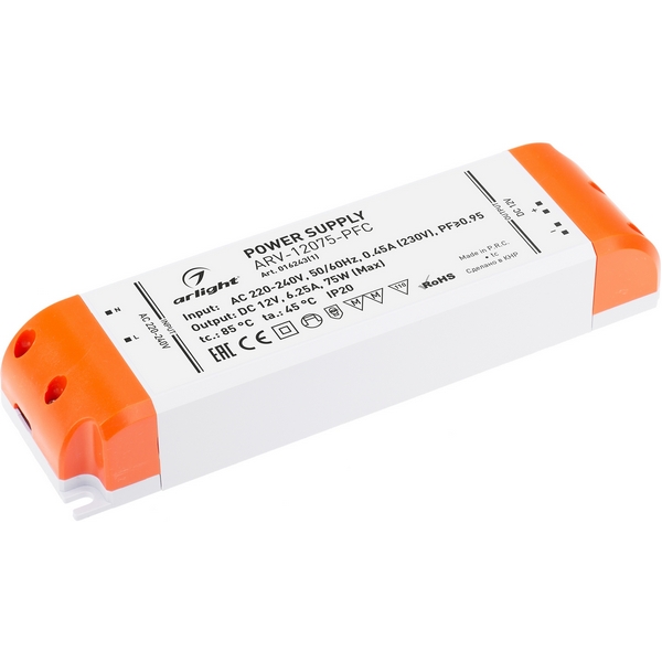 

Блок питания ARV-12075-PFC (12V, 6.25A, 75W) (Arlight, IP20 Пластик, 2 года) 016243(1) (1 шт.), ARV 016243(1)