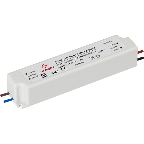 

Блок питания ARPV-LV12035-A (12V, 3.0A, 36W) (IP67 Пластик) Arlight ARPV 018968, Белый, ARPV 18968