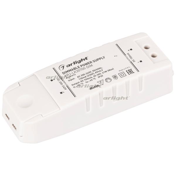 

Блок питания ARJ-LK30700-DIM (21W, 700mA, PFC, Triac) (IP20 Пластик) 019776 (Arlight), Белый, ARJ 19776