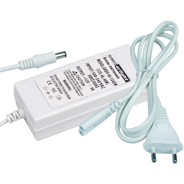 

Блок питания ARDV-48-12ADW (12V, 4A, 48W) (Адаптер) 019972 (Arlight), Белый, ARDV 19972