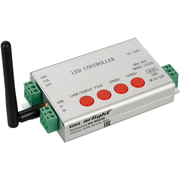 

Контроллер HX-806SB (2048 pix, 12-24V, SD-card, WiFi) (Arlight) 020914, Серый, 020914
