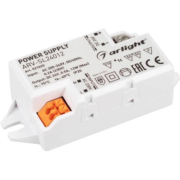 

Блок питания ARV-SL24012 (24V, 0.5A, 12W) Arlight ARV 021020, Белый, ARV 21020