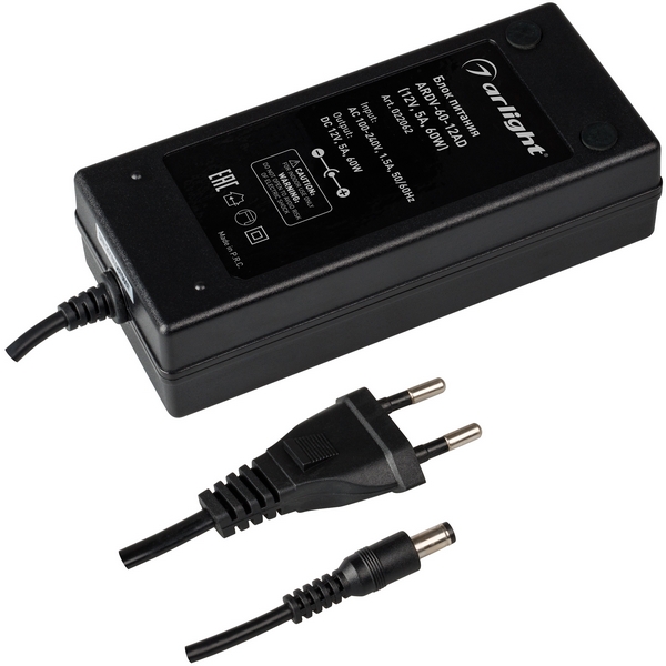 

Блок питания ARDV-60-12AD (12V, 5A, 60W) (Адаптер) 022062 Arlight, Черный, ARDV 22062