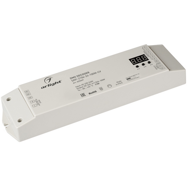 

Декодер DMX-SRP-2106-24-100W-CV (220V, 24V, 100W) (IP20 Пластик) 022069 (Arlight), Белый, 22069
