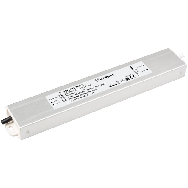 

Блок питания ARPV-12060-SLIM-B (12V, 5.0A, 60W) (IP67 Металл) 022192 (Arlight), Серый, ARPV 22192