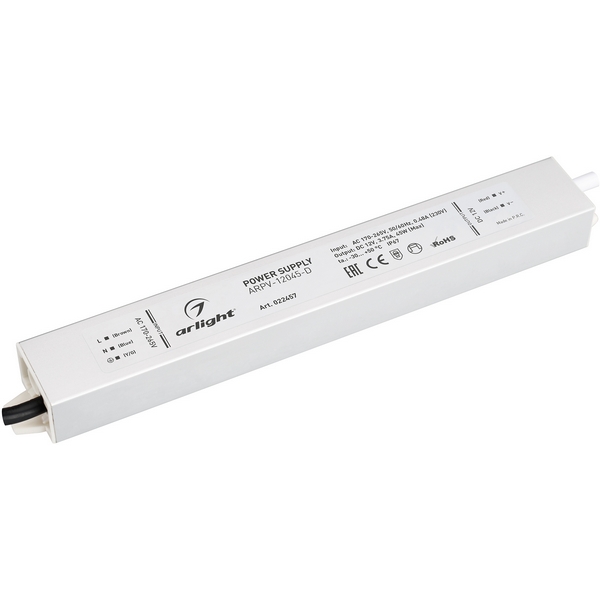 

Блок питания ARPV-12045-D (12V, 3.8A, 45W) (Arlight, IP67 Металл) 022457, Серый, ARPV 022457