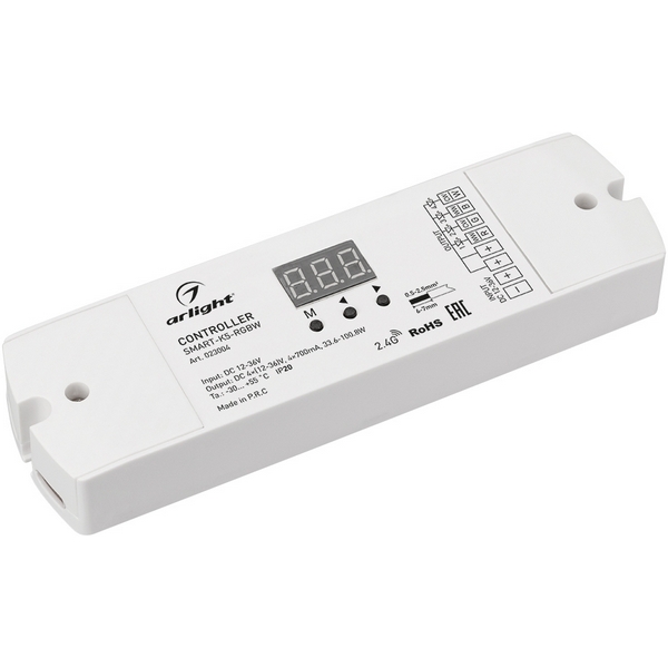 

Контроллер тока SMART-K5-RGBW (12-36V, 4x700mA, 2.4G) (IP20 Пластик) 023004 (Arlight), Белый, 23004