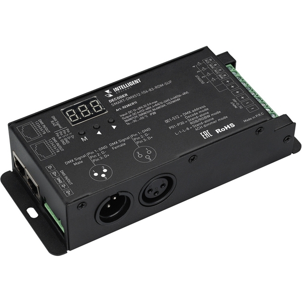 

INTELLIGENT ARLIGHT Декодер SMART-DMX512-104-83-RDM-SUF (12-48V, 4x8A, XLR3/RJ45) (IARL, IP20 Металл, 5 лет) 023823(1) Arlight, 023823(1)