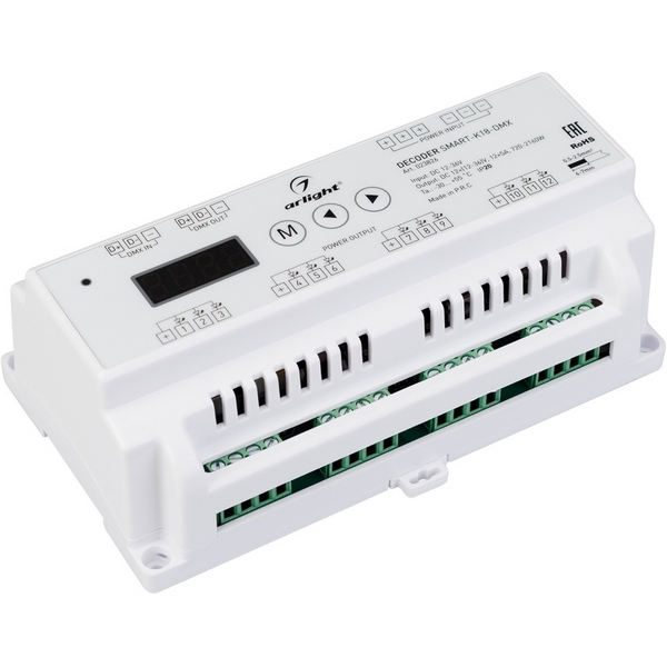 

Декодер SMART-K18-DMX (12-36V, 12x5A) (Arlight, IP20 Пластик, 5 лет) 023826, Белый, 023826