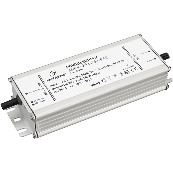 

Блок питания ARPV-UH24150-PFC (24V, 6.3A, 150W) (Arlight, IP67 Металл, 7 лет) 024270, Серый, ARPV-UH 024270