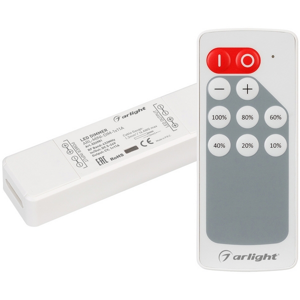 

Диммер ARL-MINI-DIM-1x11A (5-24V, RF ПДУ 10кн) (IP20 Пластик) 024981 (Arlight), Белый, 24981