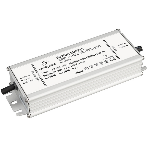 

Блок питания ARPV-UH24150-PFC-55C (24V, 6.3A, 150W) (Arlight, IP67 Металл, 5 лет) 025045, Серый, ARPV-UH 025045