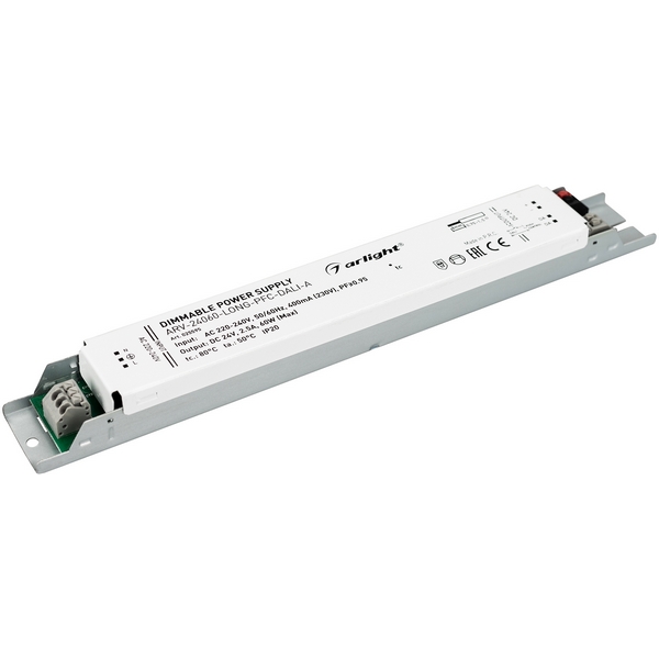 

Блок питания ARV-24060-LONG-PFC-DALI-A (24V, 2.5A, 60W) (IP20 Металл) Arlight 025595, Белый, 25595