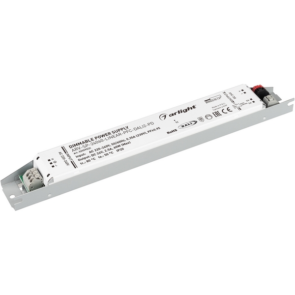 

Блок питания ARV-SP-24060-LINEAR-PFC-DALI2-PD (24V, 2.5A, 60W) (Arlight, IP20 Металл, 5 лет) 025595(2), ARV-SP 025595(2)
