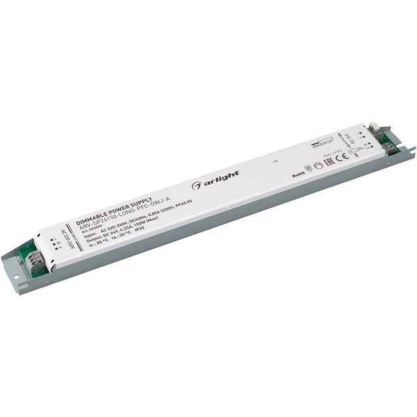 

Блок питания ARV-SP24150-LONG-PFC-DALI-A (24V, 6.25A, 150W) (IP20 Металл) Arlight ARV 025597, Серый, ARV 25597