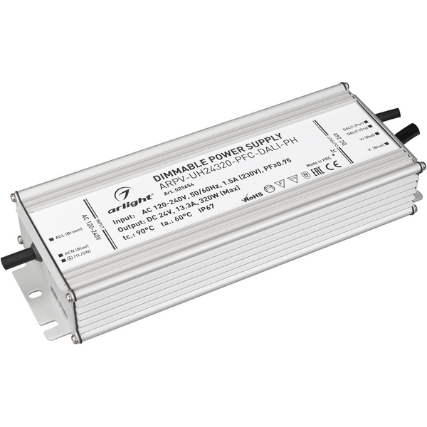 

Блок питания ARPV-UH24320-PFC-DALI-PH (24V, 13.3A, 320W) (IP67 Металл) Arlight 025654, Серый, 25654