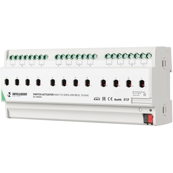

INTELLIGENT Релейный модуль KNX-712-SW16-DIN (BUS, 12x16A) 025662 (Arlight), 25662