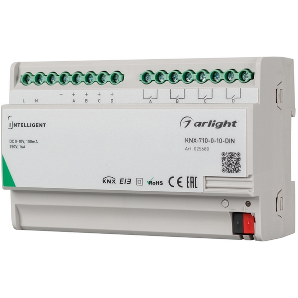 

INTELLIGENT Конвертер KNX-710-0-10-DIN (230V, 4x0/1-10, 4x16A) (IARL, Пластик) 025680 Arlight, 025680