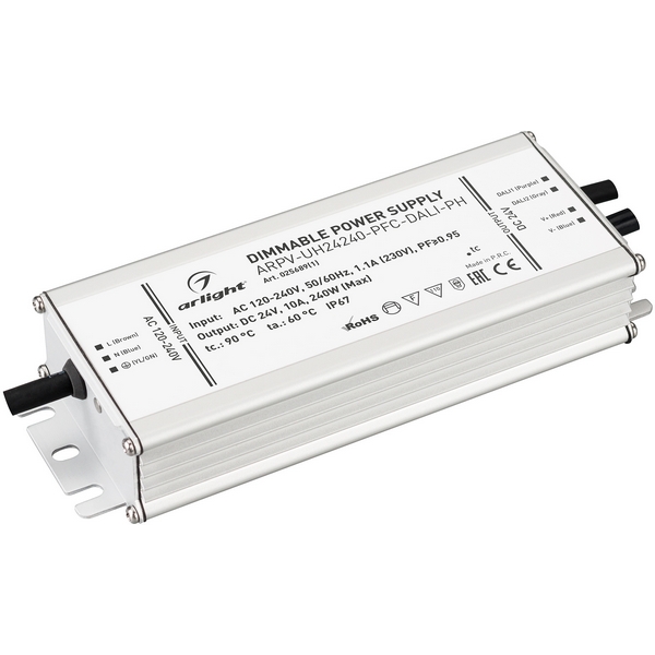 

Блок питания ARPV-UH24240-PFC-DALI-PH (24V, 10.0A, 240W) (Arlight, IP67 Металл, 7 лет) 025689(1), ARPV-UH 025689(1)