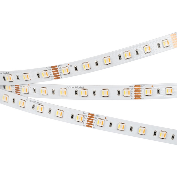 

Светодиодная лента RT-B60-12mm 24V RGBW-MIX-5-in-1 (20 W/m, IP20, 5060, 5m) (Arlight, Открытый) 026363(2) (5 шт.), RT открытая 026363(2)