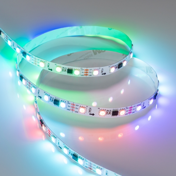 

Светодиодная лента SPI-5000-5060-60 12V Cx3 RGB (10mm, 14.4W/m, IP20) (Arlight, бегущий огонь) 026367(1), SPI открытая 026367(1)