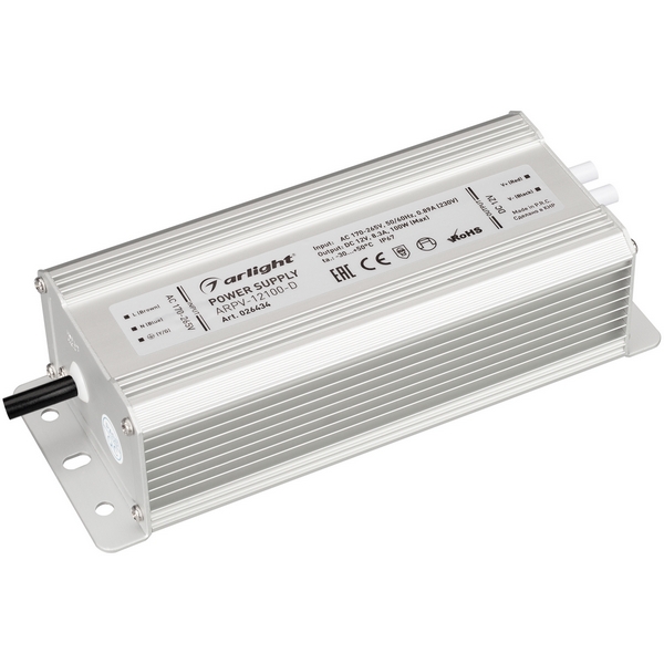 

Блок питания ARPV-12100-D (12V, 8.3A, 100W) (Arlight, IP67 Металл, 3 года) 026434, Серый, ARPV 026434