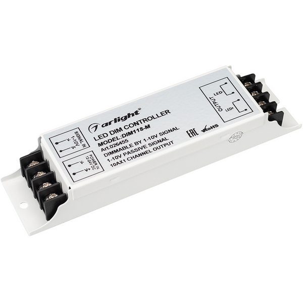 

Диммер DIM118-M (12-24V, 10A, 1-10V) (IP20 Металл) 026455 (Arlight), Белый, 26455