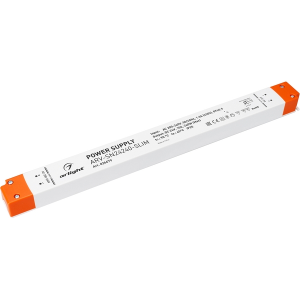 

Блок питания ARV-SN24240-SLIM (24V, 10A, 240W, PFC) Arlight ARV 026679, Белый, ARV 26679