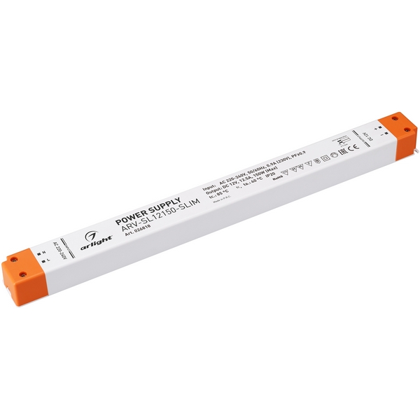 

Блок питания ARV-SL12150-SLIM (12V, 12.5A, 150W, PFC) (Arlight, IP20 Пластик, 3 года) 026818, Белый, ARV 026818