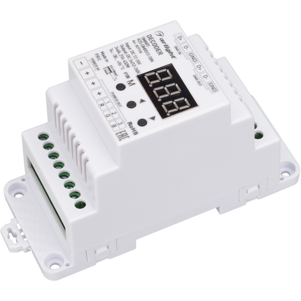 

Декодер SMART-K23-DMX512-DIN (12-24V, 3x6A) (Arlight, IP20 Пластик, 5 лет) 027126, Белый, 027126