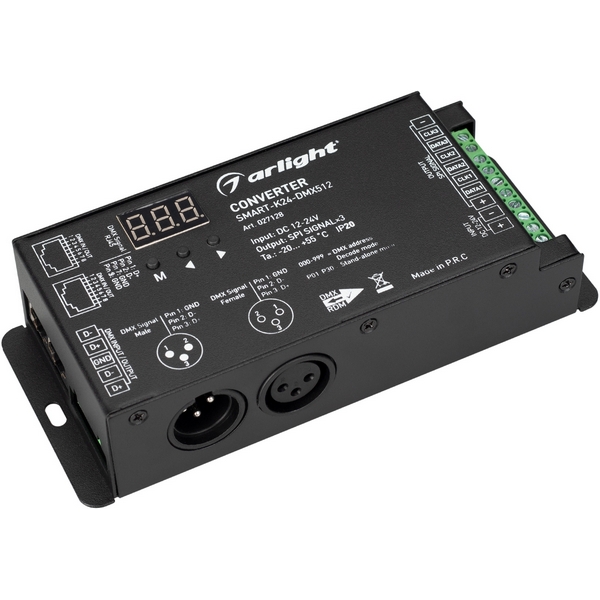 

Конвертер SMART-K24-DMX512 (12-24V, SPI, 2.4G) (Arlight, IP20 Металл, 5 лет) 027128, Черный, 027128