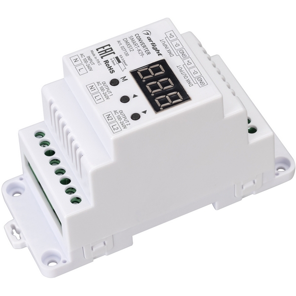 

Конвертер SMART-K29-DMX512 (230V, 2x1.2A, TRIAC, DIN) (Arlight, Пластик) 027130, Белый, 027130